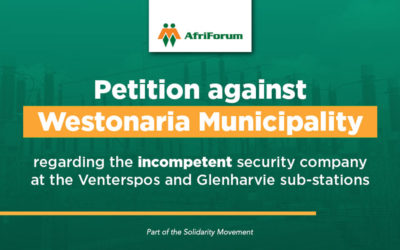 Petition against Westonaria Municipality regarding the incompetent security company at Venterspos and Glenharvie sub-stations