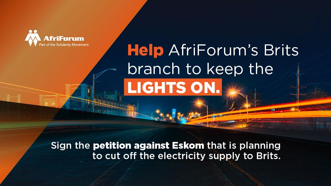 AfriForum’s Brits branch launches petition after Eskom threatens to cut off power