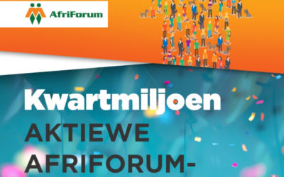 AfriForum het nou kwartmiljoen aktiewe lede; groei sterk tydens inperking